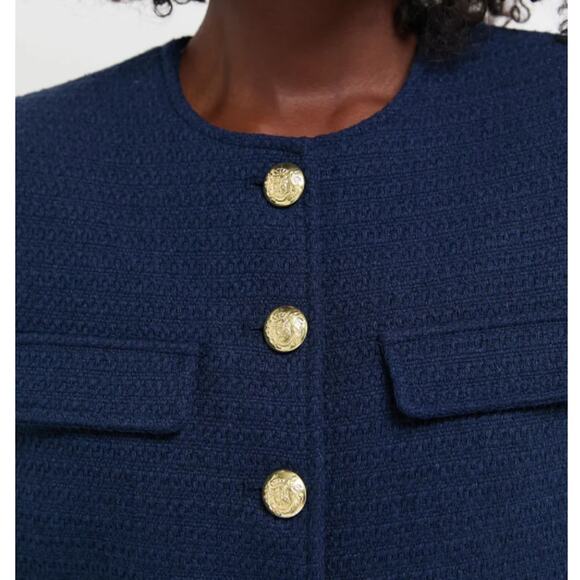 Pomander Place Women's XL Navy Blue Tweed Jennings Jacket Career Office X-Large - Picture 5 of 14